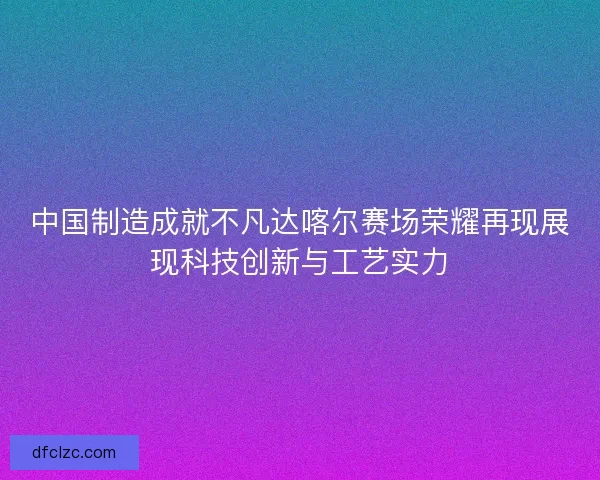 中国制造成就不凡达喀尔赛场荣耀再现展现科技创新与工艺实力 中国制造成就不凡达喀尔赛场荣耀再现展现科技创新与工艺实力